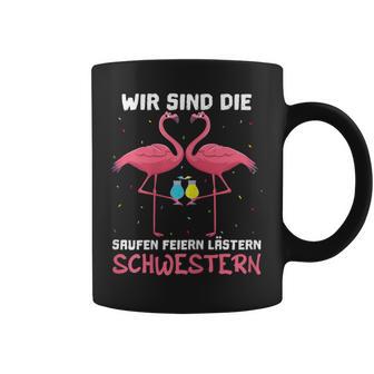 Women's With Wir Sind Die Saufen Feiern Lästern Schwestern Wine Sparkling Wine S Tassen - Geschenkecke