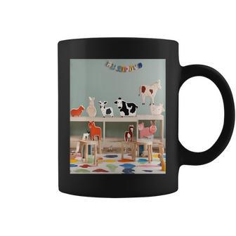 Wooden Farm Animal Figures Playroom Coffee Mug - Monsterry