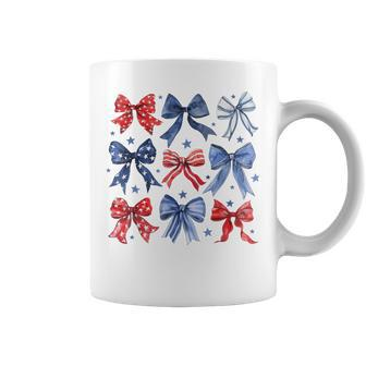 4Th Of July Coquette Bow Ribbon Red White And Blue Coffee Mug - Monsterry AU