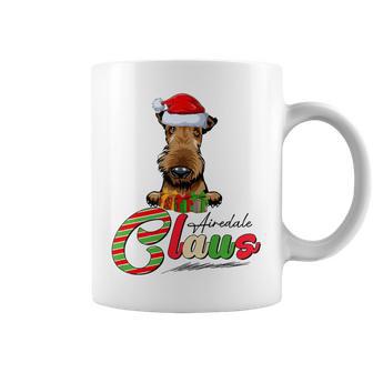 Airedale Claus Dog Lovers Santa Hat Ugly Christmas Sweater Coffee Mug | Seseable UK