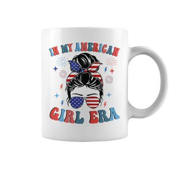 In My American Girl Era Retro 4Th Of July Fourth Messy Bun Coffee Mug - Monsterry CA