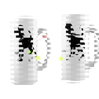 Beagle Dog Plays Fetch With Yellow Tennis Balls Graphic Print Coffee Mug - Monsterry