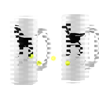 Beagle Puppy Dog Plays Fetch With Yellow Tennis Balls Graphic Print Coffee Mug - Monsterry