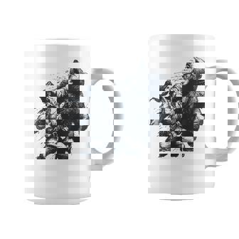 Bear Man Punching Bear Retro Vintage Hunting Camping Coffee Mug - Thegiftio UK