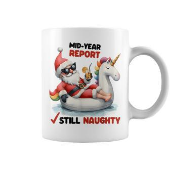 Christmas In July Santa On Unicorn Pool Float Still Naughty Coffee Mug - Monsterry DE