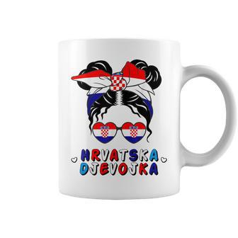 Croatia Hrvatska Djevojka Croatian Girl Croatia Flag Gray Tassen - Seseable