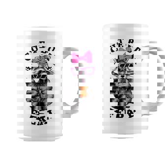 Cute But Feral Colorful Racoon With Sunglasses Racoon Coffee Mug - Monsterry
