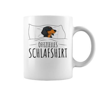 Dachshund Pyjama With Writing “Offizielles Schlaf” Idea Tassen - Geschenkecke