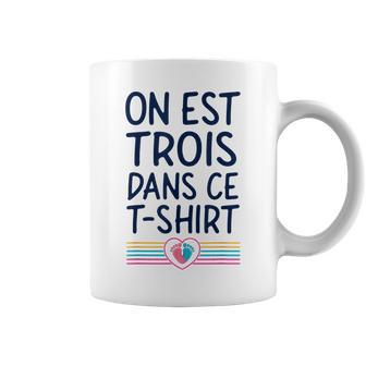 On Est Trois Annonce Grossesse Jumeaux Jumelles Future Mère Tasse - Cadeauxyz
