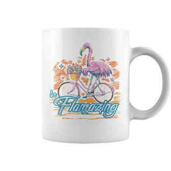 Be Flamazing Flamingo Bicycle Lover Summer Vibes Coffee Mug - Monsterry DE