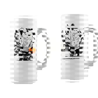 Rhino Ghost Halloween Costume Rhinoceros Jackolantern Coffee Mug - Seseable