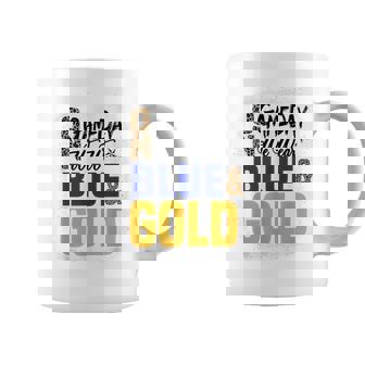 On Gameday Football We Wear Gold And Blue Leopard Print Coffee Mug - Thegiftio UK