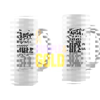 On Gameday Football We Wear Purple And Gold Leopard Print Coffee Mug - Thegiftio UK