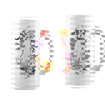 Halloween Ghost Halloween Party Floral Boho Ghost Coffee Mug - Monsterry