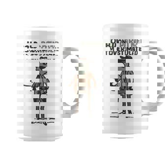 Hold On Partner I'm Overstimulated Frog Meme Coffee Mug | Mazezy