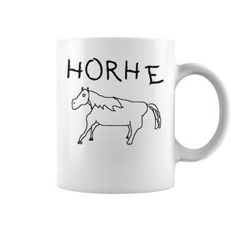 Horhe Meme Badly Drawn Horse Weird Sarcastic Engrish Graphic Print Coffee Mug - Monsterry