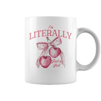 I'm Literally Just A Girl Cute Coquettte Bows Girl Coffee Mug - Thegiftio