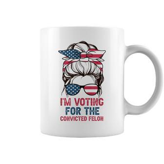 I'm Voting For A Felon In 2024 Women Messy Bun Coffee Mug - Monsterry DE