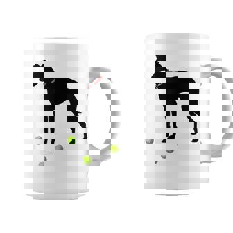 Italian Greyhound Dog Plays Fetch Yellow Tennis Balls Graphic Print Coffee Mug - Monsterry