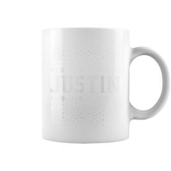 Justin Ugly Christmas Sweater Family Boys & Girls Names Coffee Mug | Seseable UK