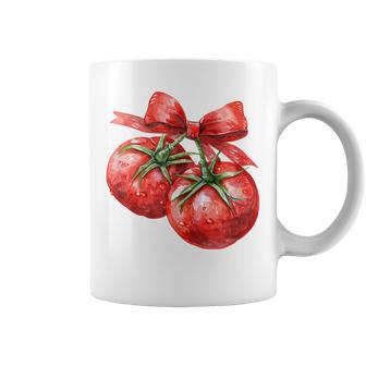 - Kawaii Avec Nœud Coquette Et Tomate Tasse - Cadeauxyz