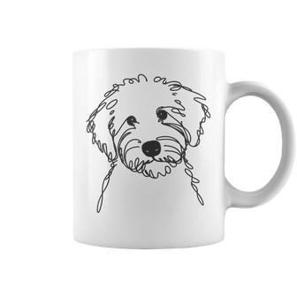 Line Art Dad Mom Dog Sheepadoodle Graphic Print Coffee Mug - Monsterry