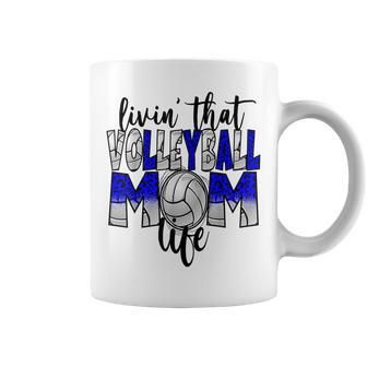 Living That Volleyball Mom Life Blue Leopard Coffee Mug | Seseable UK