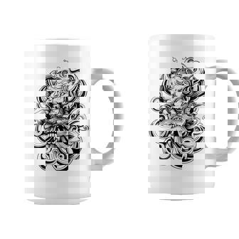 Máscara Japonesa Oni Mitología Japón Tatuaje Arte Dibujo Taza de café - Regaloses