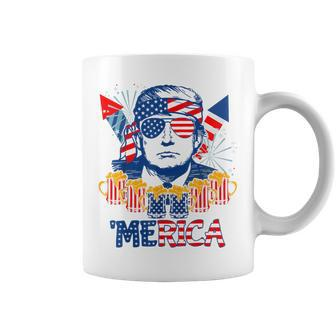 'Merica Trump Drink Beer 4Th Of July American Flag Fireworks Coffee Mug - Monsterry UK