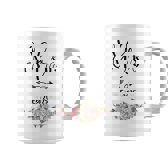 Mrs Est 2025 Wedding Just Married Floral Graphic Print Coffee Mug - Monsterry