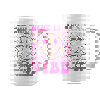 Nine Is A Vibe 9Th Birthday Groovy 9 Years Old Smile Face Coffee Mug - Thegiftio UK