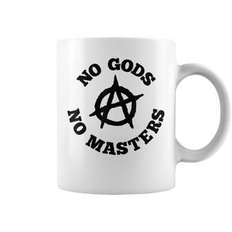 No Gods No Masters Anarquía Símbolo Anarquista Ateo Negro Taza de café - Regaloses