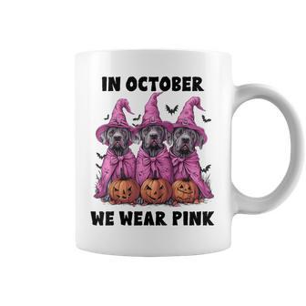 In October We Wear Pink Great Dane Halloween Breast Cancer Coffee Mug - Monsterry