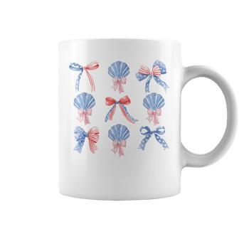 Pink Bows Cute Coquette Shells Y2k Girl Aesthetic Usa Bow Coffee Mug - Monsterry