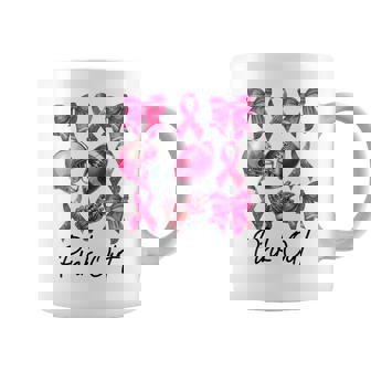Pink Out Breast Cancer Awareness Bleached Football Mom Girls Coffee Mug - Seseable