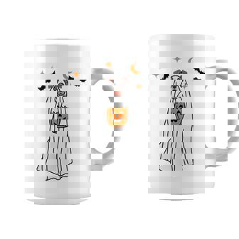 Pitbull Dog Ghost And Pumpkin Halloween Women Coffee Mug - Seseable
