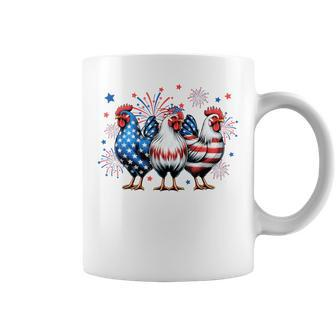 Red White Blue Chicken Usa Flag Firework 4Th Of July Coffee Mug - Monsterry AU