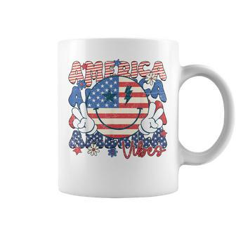 Retro 4Th Of July America Vibes Smile Face Girls Coffee Mug - Monsterry AU