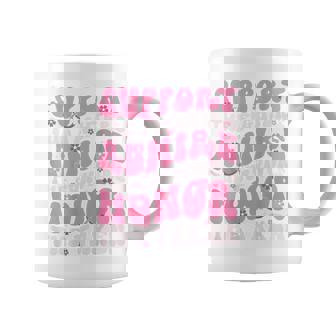 Retro Groovy Support Breast Cancer Awareness On Back Coffee Mug - Monsterry