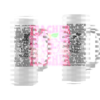 Retro Pink Disco Ball Apple Teacher Colorful Back To School Coffee Mug - Monsterry