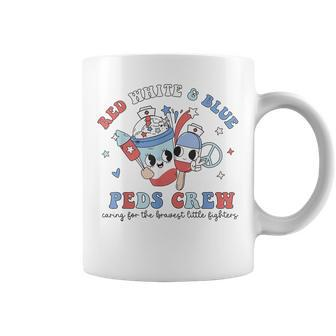 Retro Red White Blue Peds Crew 4Th Of July Pediatric Nurse Coffee Mug - Monsterry CA