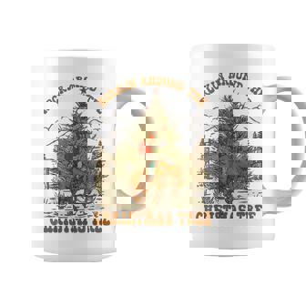 Retro Rockin Around The Christmas Tree Bronco Cowboy Rodeo Graphic Print Coffee Mug - Monsterry