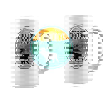 Retro Vibe Distressed Grunge Moose Adirondack Mountains Graphic Print Coffee Mug - Monsterry