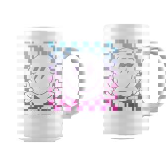 Rosa Azul Sonrisa Cara Lindo Cuadros Paz Sonriente Cara Feliz Manga Larga Taza de café - Regaloses