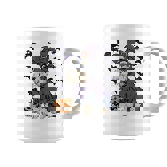 Schnauzer Dog Scary Pumpkin Bat Witch Schnauzer Halloween Coffee Mug - Monsterry