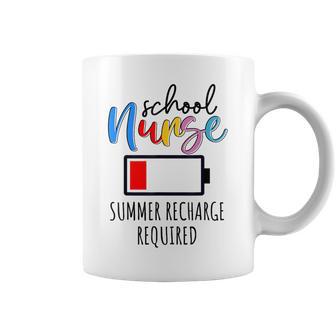 School Nurse Summer Recharge Required Last Day Of School Coffee Mug - Monsterry