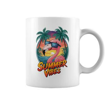 Summer Vibes Flamingo Beach Sunset Tropical Coffee Mug - Monsterry DE