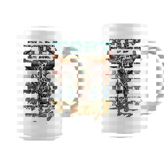 Toby Distressed Name Pride Toby Bull-Skull And Leopard 80S Coffee Mug | Seseable UK