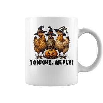Tonight We Fly Halloween Chicken Fall Farm Animals Coffee Mug - Monsterry