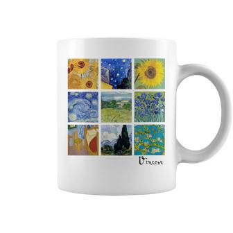 Van Gogh Peinture Collage Avec Nuit Étoilée Et Tournesols Tasse - Cadeauxyz
